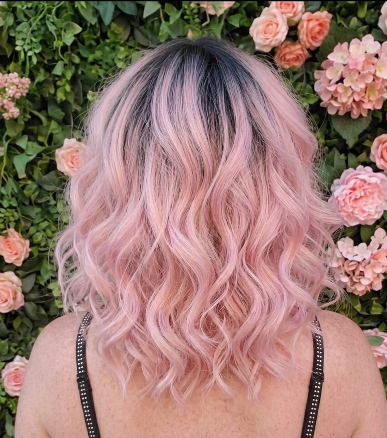 Callie in Strawberry Cream | 12" Wavy Pink Wig with Bangs
