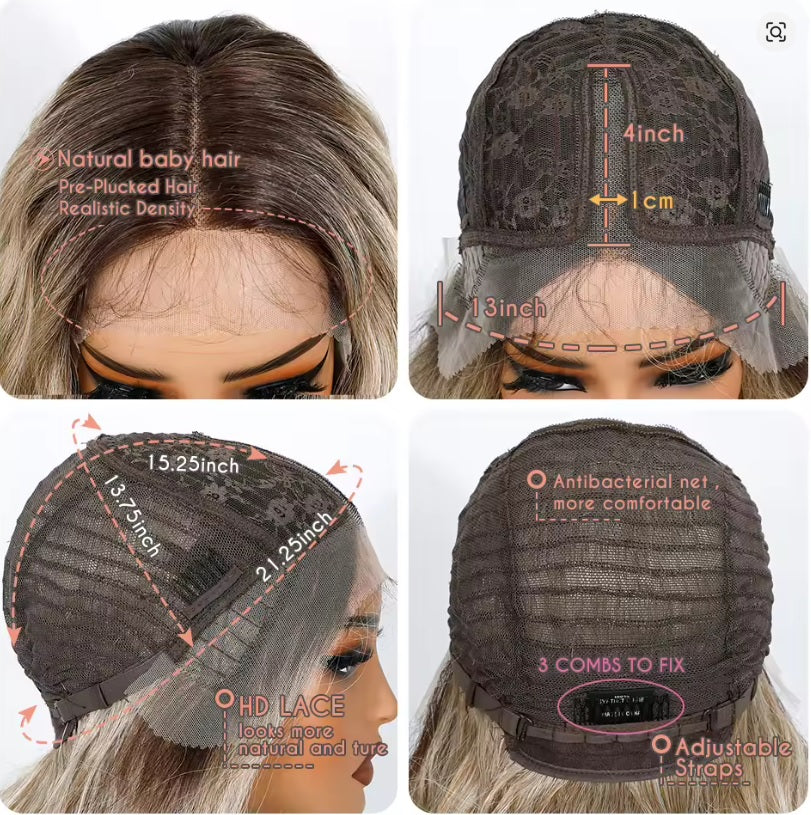 Kira in Tiramisu | 26" Water Wave Blonde Ombre Lace Front Wig