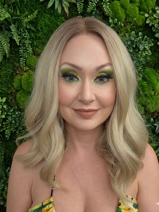 Chloe in Apricot Nectar | 14" Warm Ombre Blonde Wavy Lace Front Wig