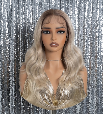 Chloe in Apricot Nectar | 14" Warm Ombre Blonde Wavy Lace Front Wig