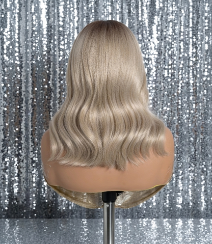 Chloe in Apricot Nectar | 14" Warm Ombre Blonde Wavy Lace Front Wig