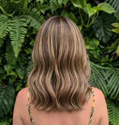 Chloe in Root Beer Float | 14" Brown/Blonde Mix Wavy Lace Front Wig