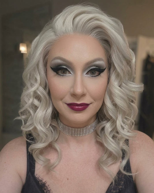 Dolly in Platinum Rush | Platinum Blonde 16" Curly Lace Front Wig
