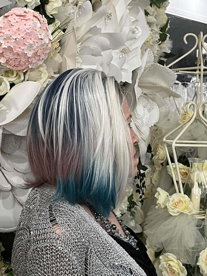 Cora in Artic Peacock | 16" Straight Bob Lace Front Wig