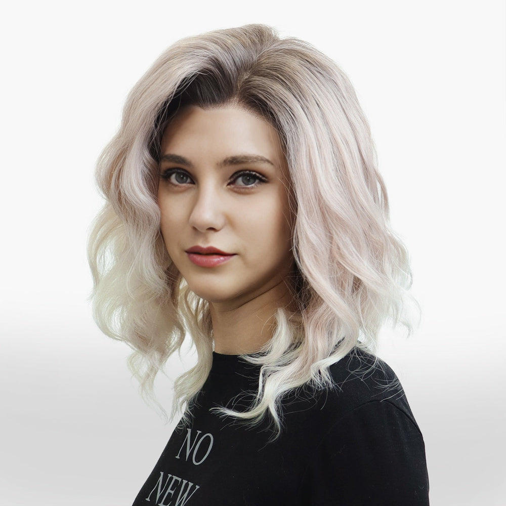 Gwen in Blush Pearl Ombre' | 14" Ombre Wavy Lace Front Wig