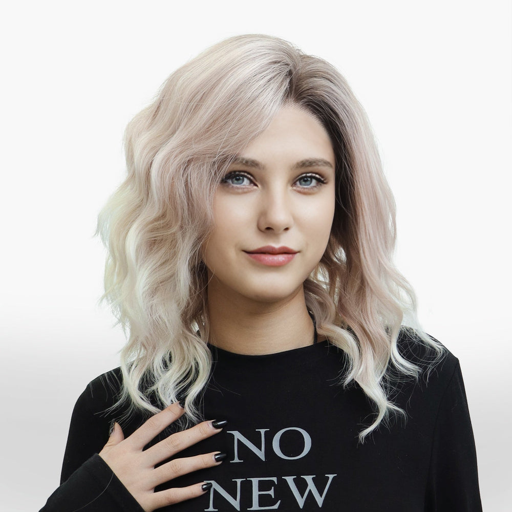 Gwen in Blush Pearl Ombre' | 14" Ombre Wavy Lace Front Wig