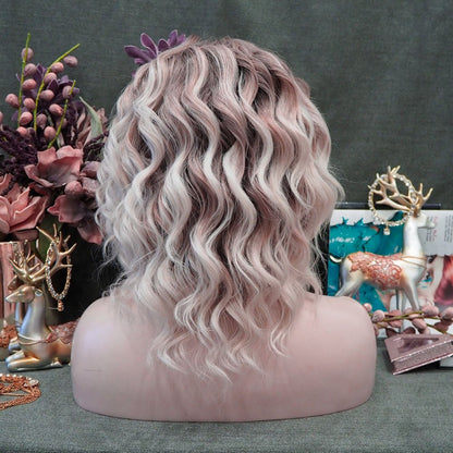 Sadie in Smokey Rose Platinum | 14" Wavy Ombre Bob Lace Front Wig