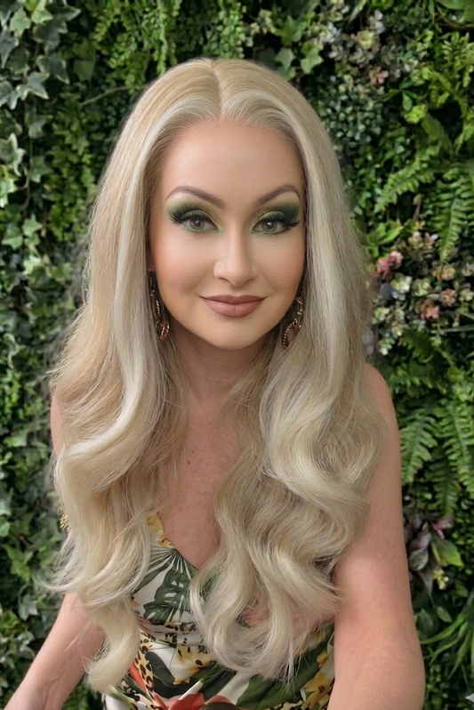 Karzima in Champagne Toast | 26" Long Cool Blonde Lace Front Wig