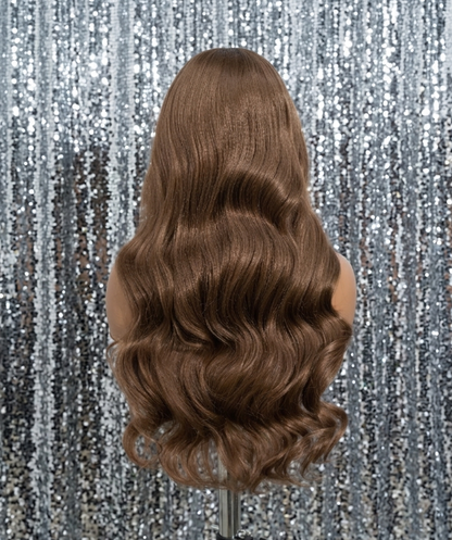 Karzima in Cinnamon Swirl | 26" Reddish Brown Wavy Lace Front Wig