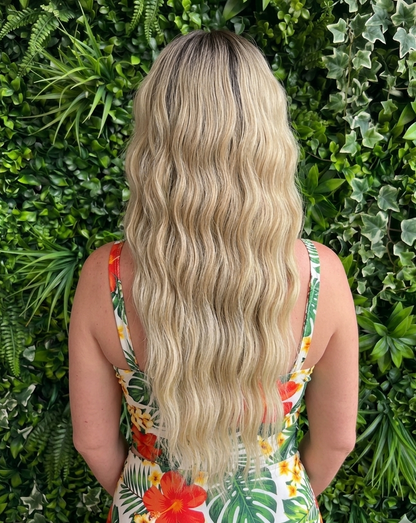 Kira in Tiramisu | 26" Water Wave Blonde Ombre Lace Front Wig