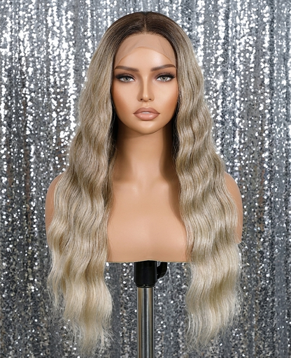 Kira in Tiramisu | 26" Water Wave Blonde Ombre Lace Front Wig
