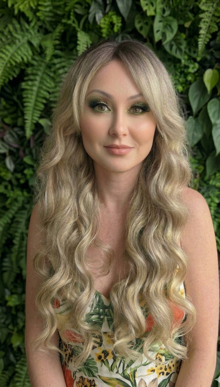Lola in Beach Bonfire | 28" Long Wavy Blonde T-Part Lace Front Wig
