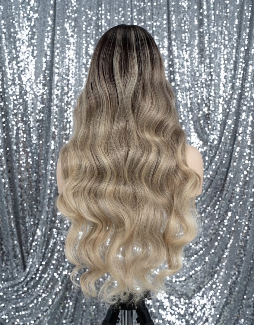 Lola in Beach Bonfire | 28" Long Wavy Blonde T-Part Lace Front Wig