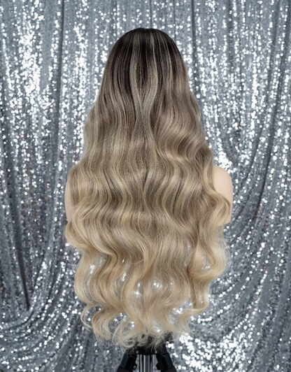 Lola in Beach Bonfire | 28" Long Wavy Blonde T-Part Lace Front Wig