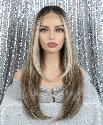 Nova in Brown Sugar | 24" Lace Front Wig Brown with Blonde Highlights
