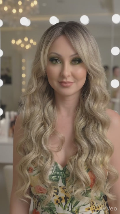 Lola in Beach Bonfire | 28" Long Wavy Blonde T-Part Lace Front Wig