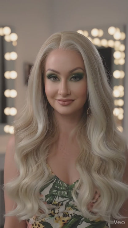 Karzima in Champagne Toast | 26" Long Cool Blonde Lace Front Wig