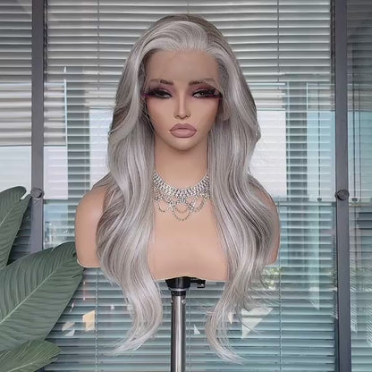 Electra in Midnight Frost | 22" Grey/Brown Wavy Lace Front Wig