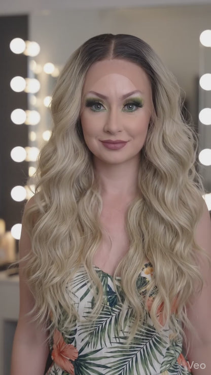 Tessa in Creme Brulee I 26" Multi Tone Blonde Wavy Lace Front Wig