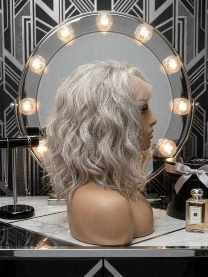 Vixen in Silver Dust Ash | 14" Wavy Ash Blonde Wig with Tinsel