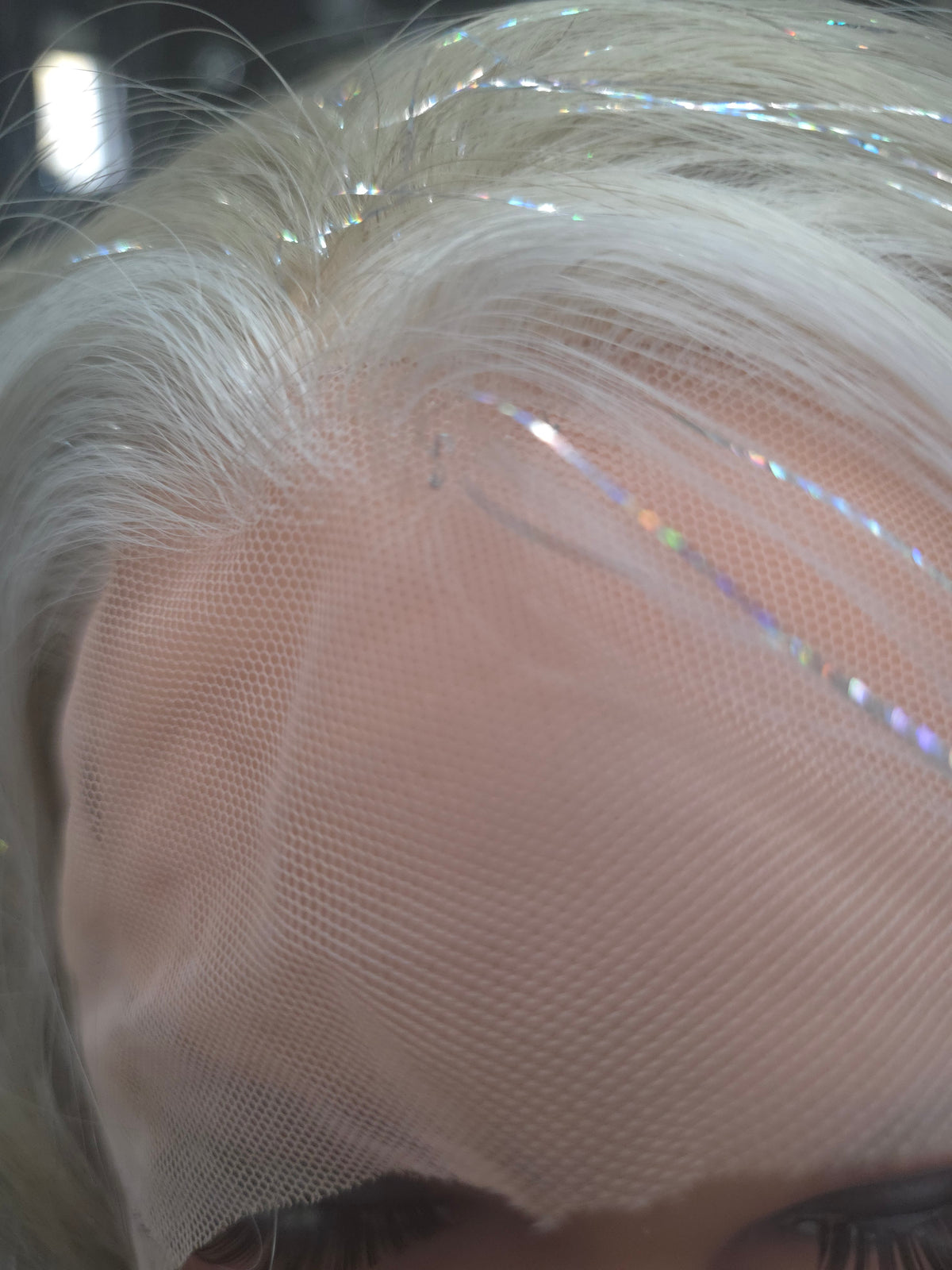 Vixen in Silver Dust Ash | 14" Wavy Ash Blonde Wig with Tinsel