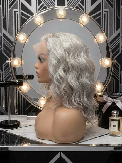 Vixen in Silver Dust Ash | 14" Wavy Ash Blonde Wig with Tinsel