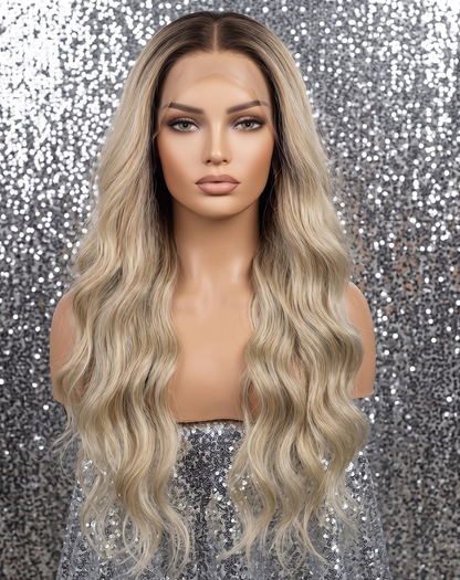 Tessa in Creme Brulee I 26" Multi Tone Blonde Wavy Lace Front Wig