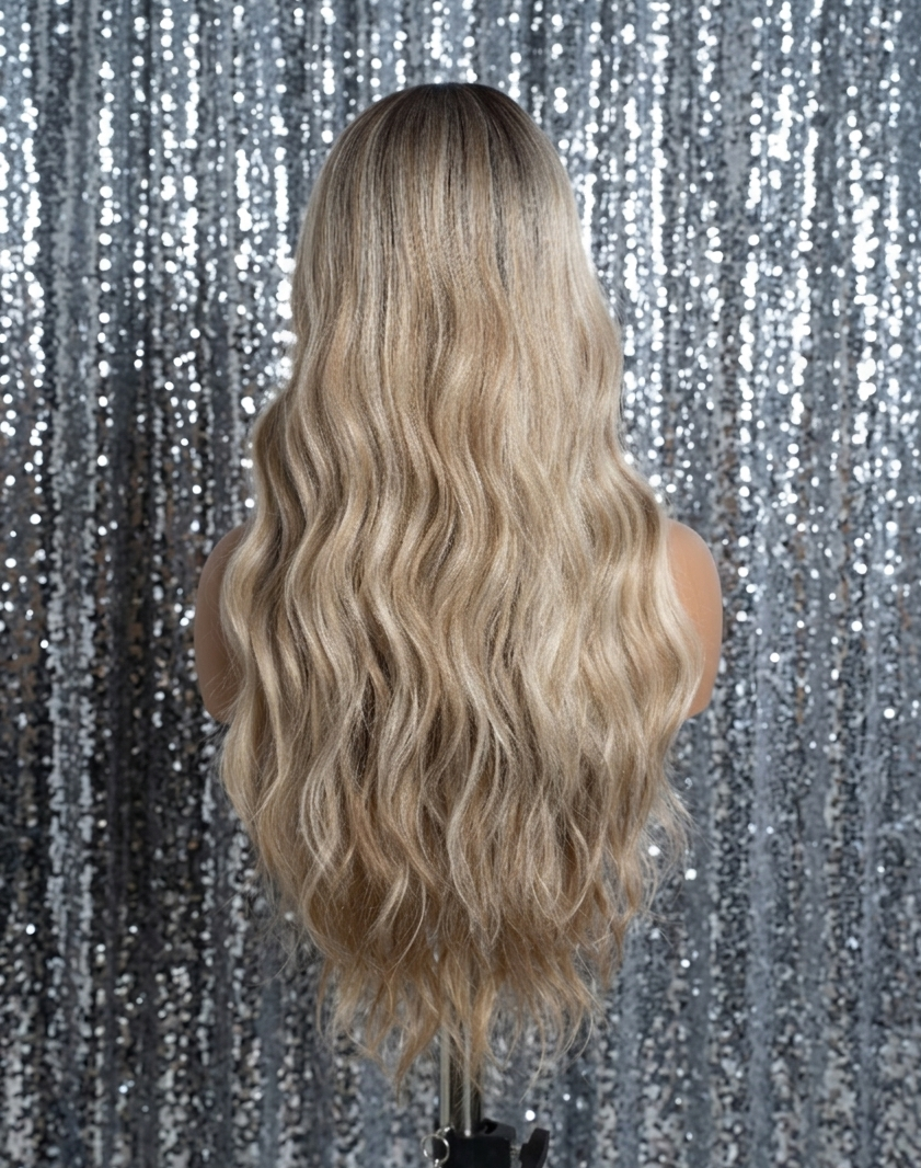 Tessa in Butter Pecan | 26" Two Tone Blonde Wavy Lace Front Wig
