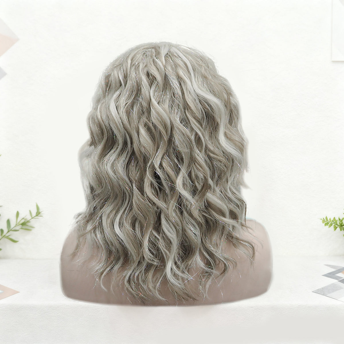 Vixen in Silver Dust Ash | 14" Wavy Ash Blonde with Tinsel