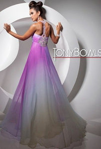 Tony Bowls Paris Ombre Chiffon Gown 113714 Lavender Ombre