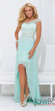 Load image into Gallery viewer, Tony Bowls Rhinestone High Low Chiffon Gown 114502 Yellow