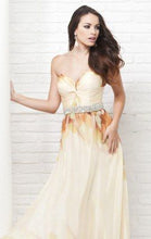 Load image into Gallery viewer, Tony Bowls Printed Floral Chiffon Gown 115537 Yellow/Multi
