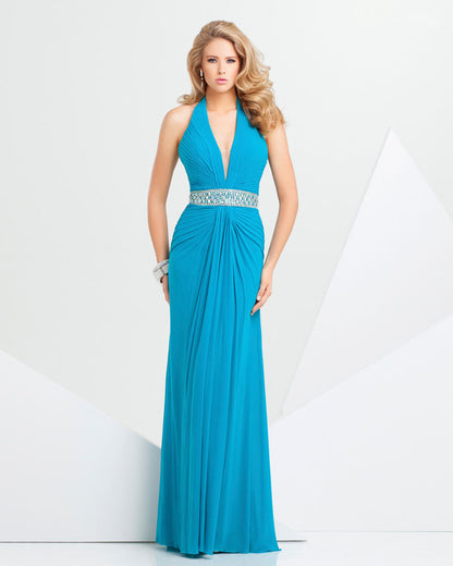 Tony Bowls Paris Jersey Halter Gown 115711 Teal