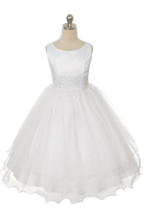 Plus Size White Tulle Flowergirl Dress