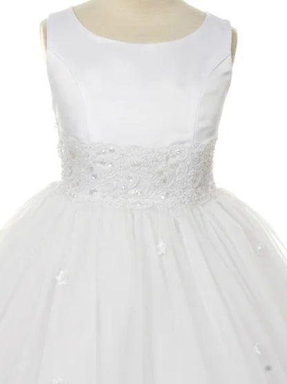 Plus Size White Tulle Flowergirl Dress