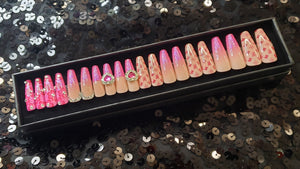 Pink Ombre LV Press On Nail Set