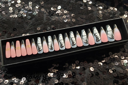 Black Butterfly Press On Nail Set