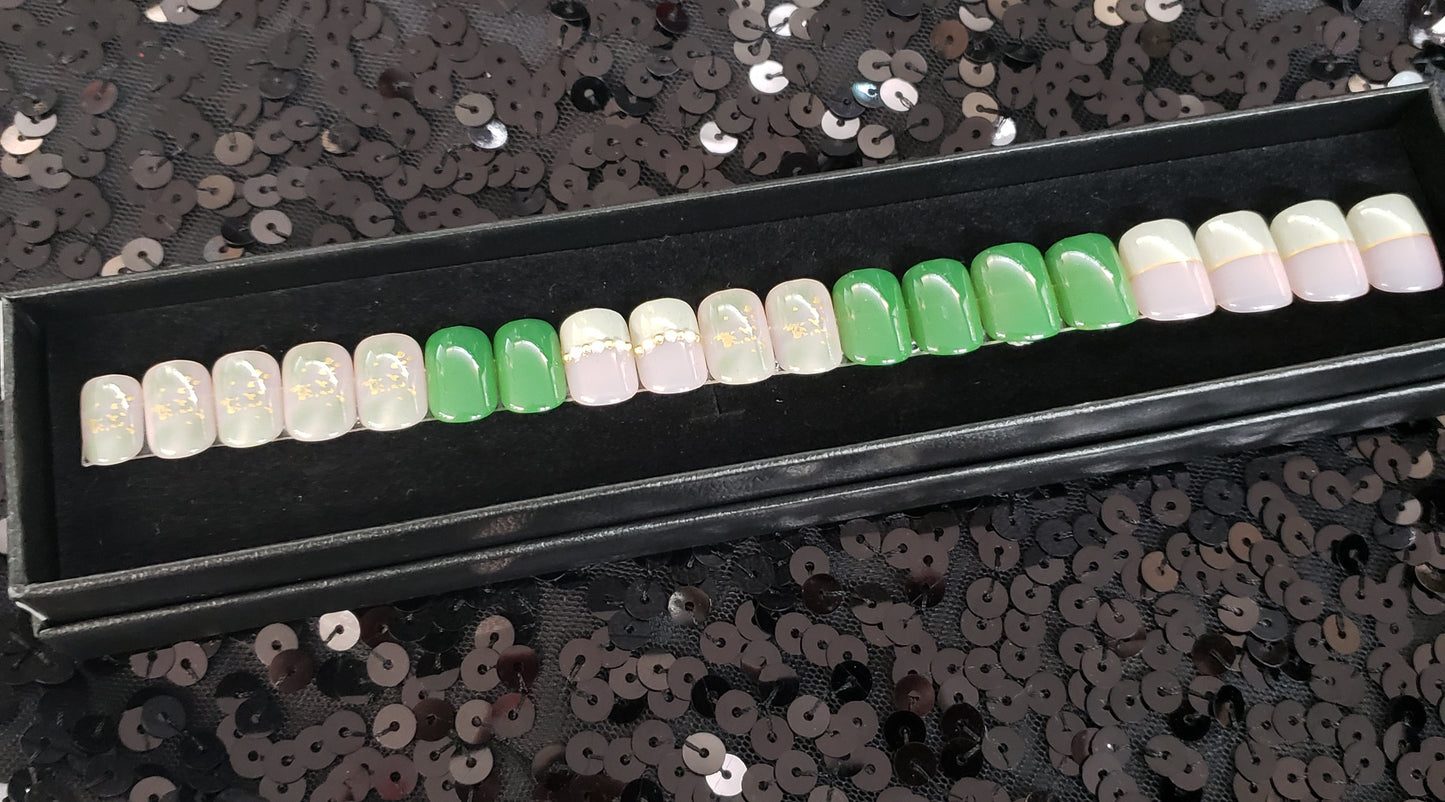 Olive Press On Nail Set