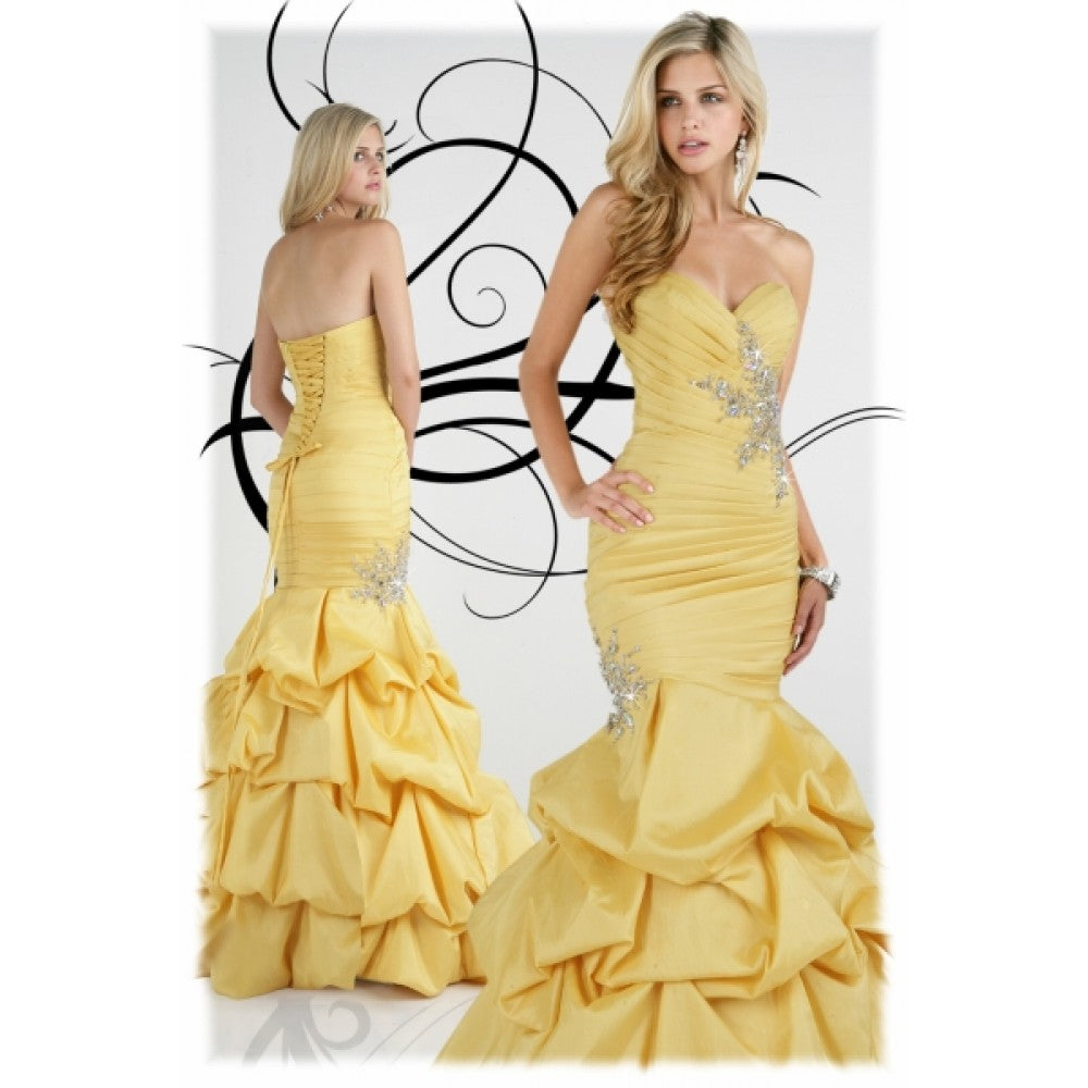 Xcite Mermaid Taffeta Prom Dress 30185 Yellow