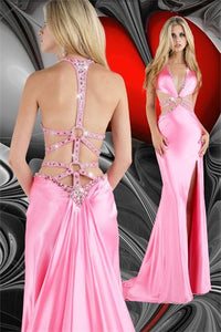Xcite Prom Backless Satin Gown 32219 Aqua