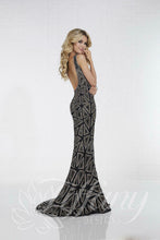 Load image into Gallery viewer, Tiffany Designs Rhinestone Jersey Prom Dress 16262 Black/Gold