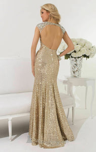 Tony Bowls Sequin Prom Dress 114539 Gold