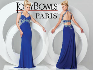 Tony Bowls Le Gala Jersey Stretch Prom Dress 115745 Navy