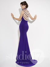 Load image into Gallery viewer, Studio 17 Jersey Backless Prom Dress 12552 Emerald