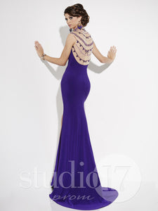 Studio 17 Jersey Backless Prom Dress 12552 Emerald