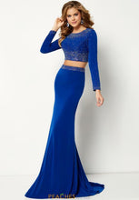 Load image into Gallery viewer, Studio 17 Long Sleeve Two Piece Prom Dress 12665 Royal
