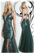 Load image into Gallery viewer, Xcite Snakeskin Sequin Prom Dress 30234 Black Multi