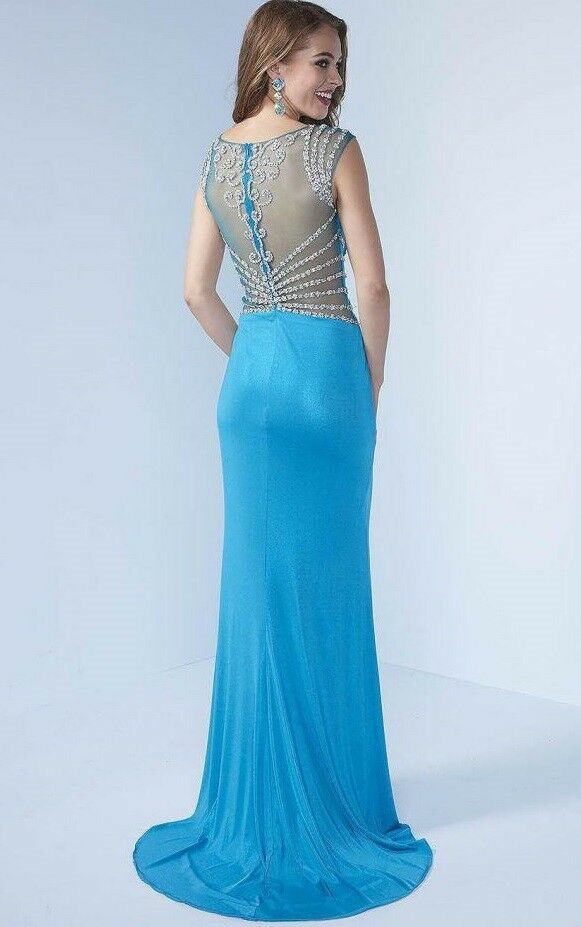 Splash Metallic Jersey Grad Prom Dress J480 Turquiose