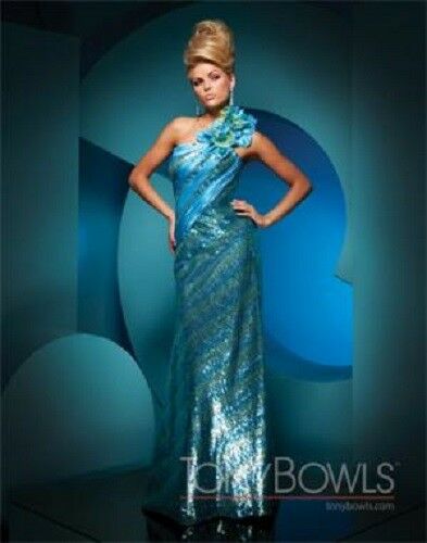 Tony Bowls Paris Sequin One Shoulder Prom Dress 111749 Turquoise