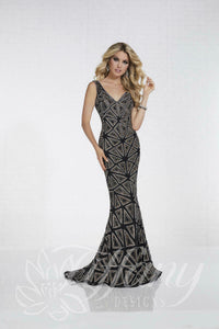 Tiffany Designs Rhinestone Jersey Prom Dress 16262 Black/Gold